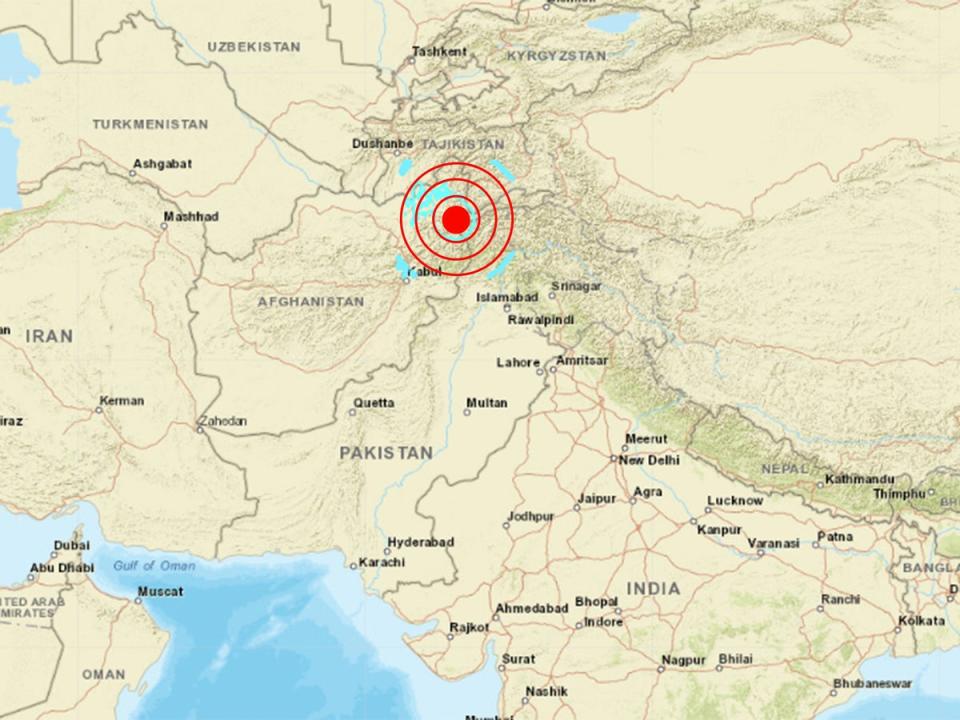 The earthquake located on a map (USGS)