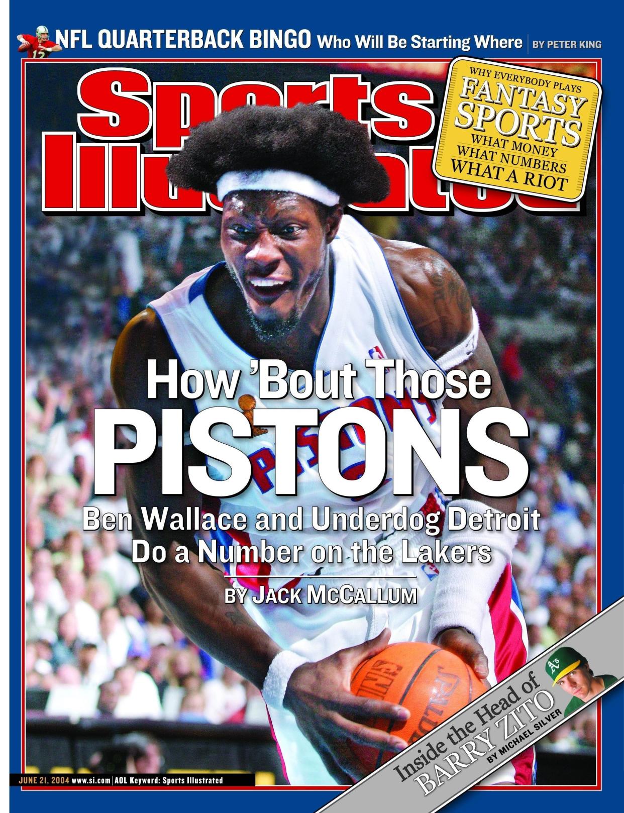 Detroit Pistons' Ben Wallace on the cover of Sports Illustrated in June 2004, after Pistons knocked off the Lakers in the NBA Finals, 4-1.