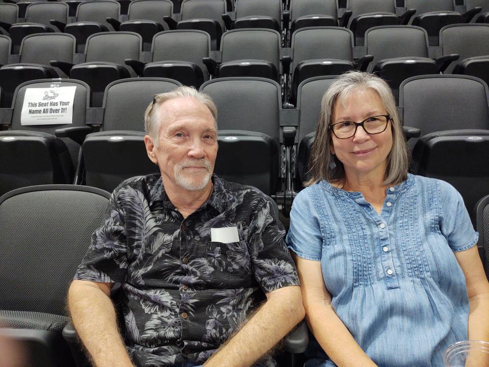 Hockey fans Stuart Schippereit and his wife, Janet Van Tuyl of Savannah were at the new Enmarket Arena on Thursday, May 19, to attend a Savannah Ghost Pirates event and check out the view from the seats for the ECHL team's inaugural season of 2022-23.