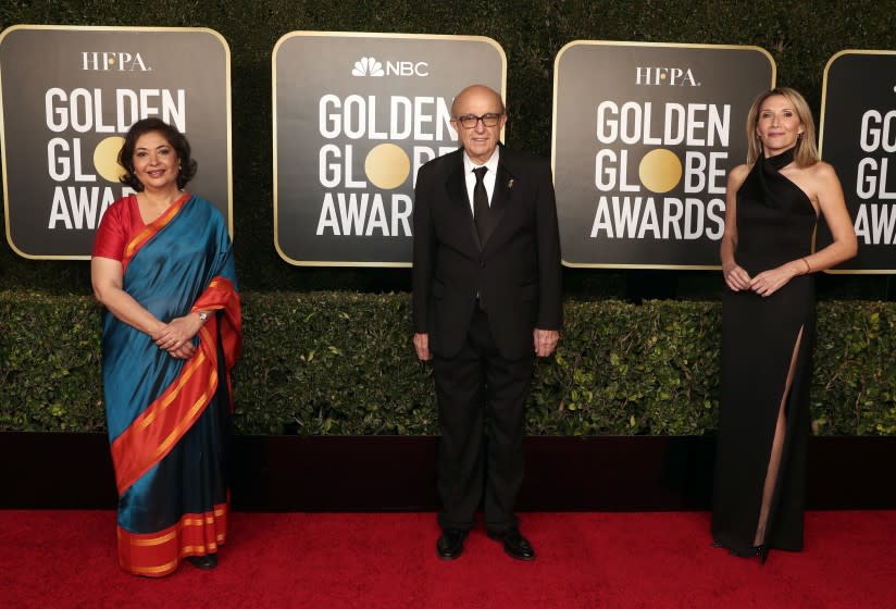 Meher Tatna, HFPA President Ali Sar, and HFPA Vice President Helen Hoehne