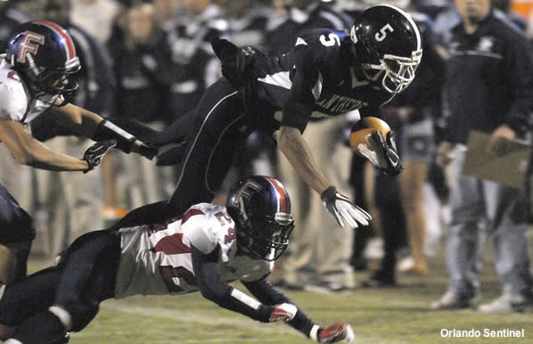 Dr. Phillips wide receiver Trey Griffey in action against Freedom