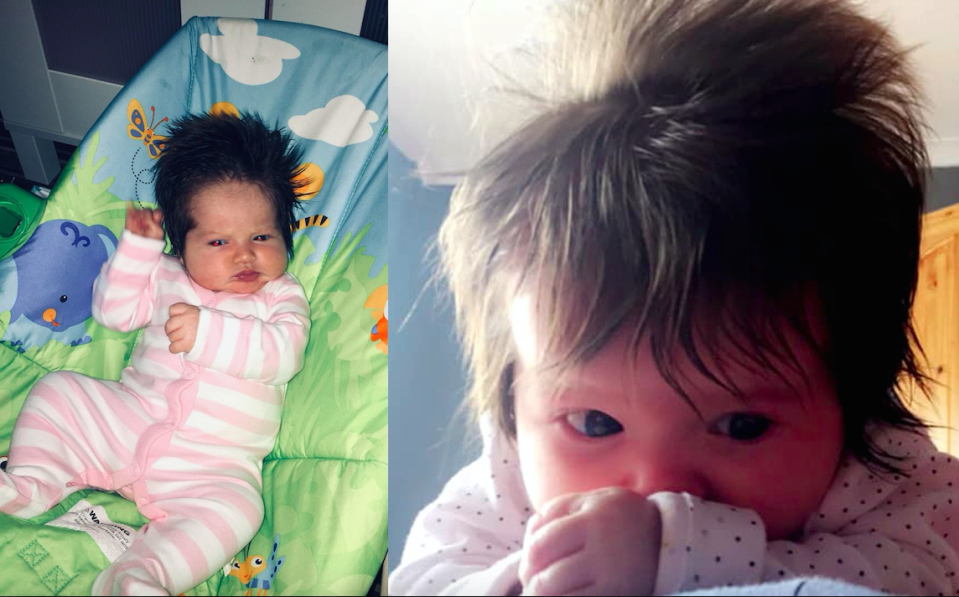 La pequeña Maya nació con una cabellera increíble. (PA Real Life/Collect)