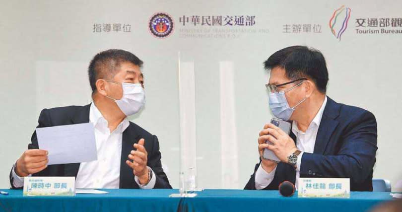 年底選戰逼近，民進黨台北市長人選各方關注，衛福部長陳時中（左）和林佳龍（右）都是熱門人選。（圖／報系資料照）
