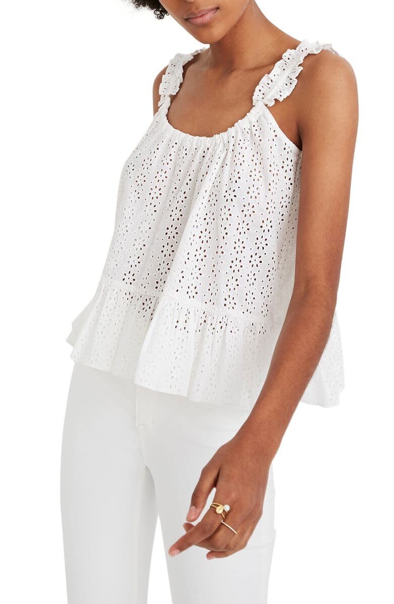 Eyelet Ruffle Strap Camisole