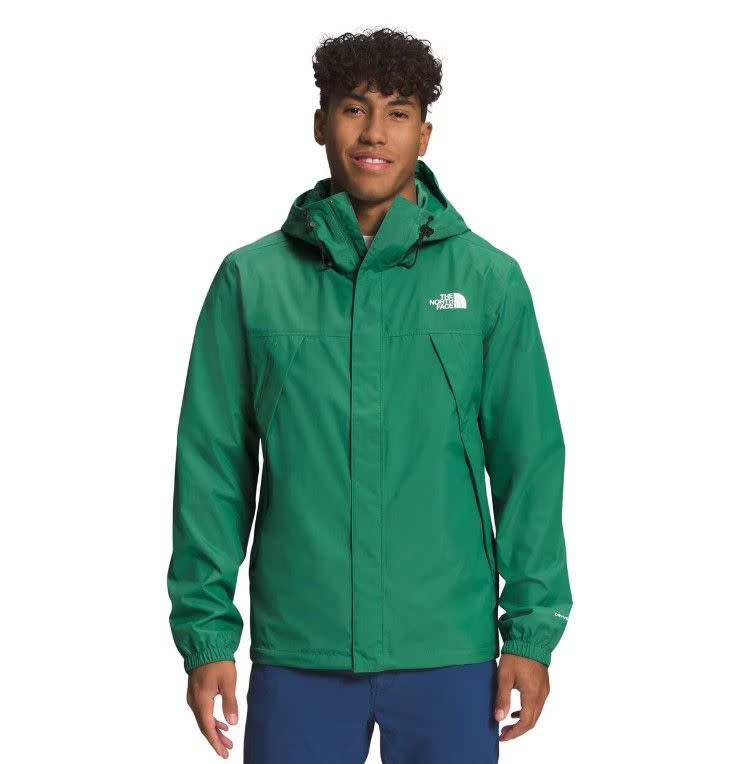 Man wearing green North Face Antora jacket