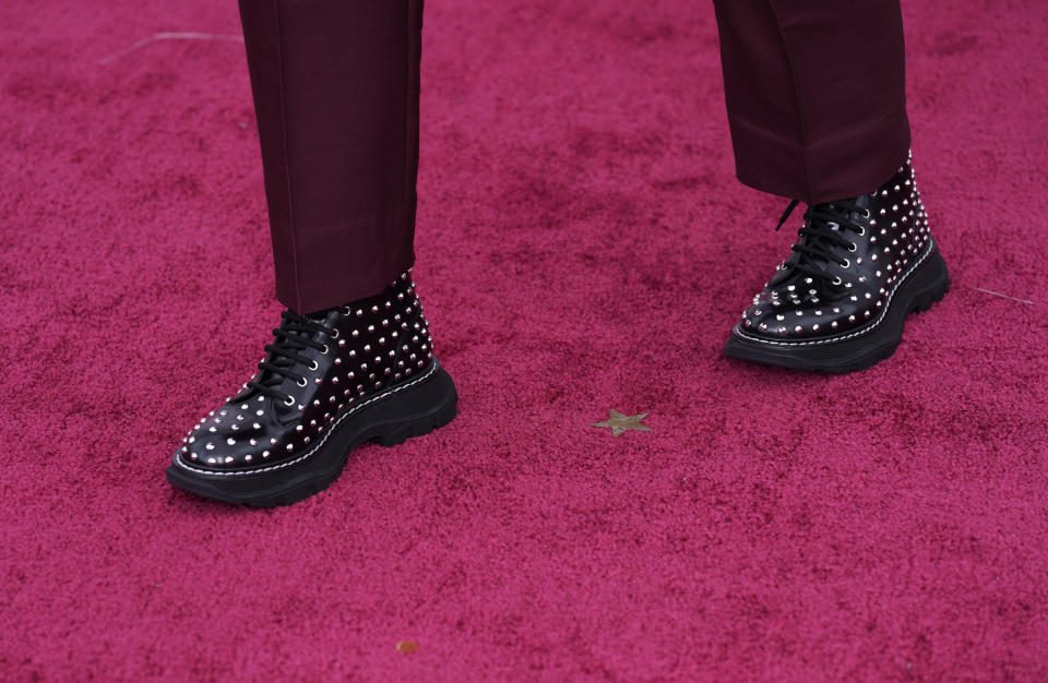 Kori Rae arrives at the Oscars on Sunday, April 25, 2021, at Union Station in Los Angeles. (AP Photo/Chris Pizzello, Pool)