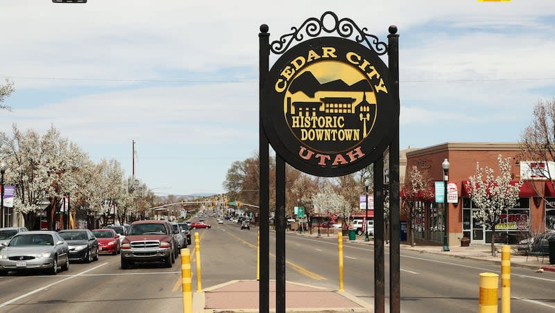 A Cedar City Historic Downtown sign is pictured in Cedar City on Wednesday, April 7, 2021. The city was recently designated as the top small community for starting up a business.