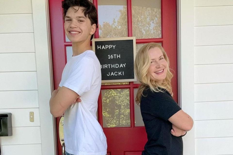 <p>Angela Kinsey/Instagram</p> Angela Kinsey and stepson Jack