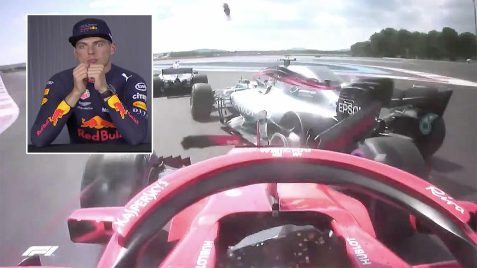 Verstappen isn’t happy with Vettel. Pic: F1