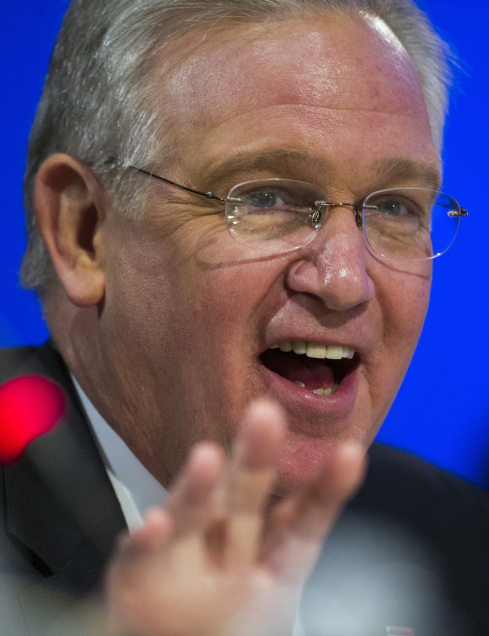 Missouri Gov. Jay Nixon participates in the special session on jobs in America during the National Governor's Association Winter Meeting in Washington, Sunday, Feb. 23, 2014. (AP Photo/Cliff Owen)