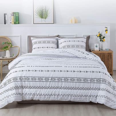 A boho full-size comforter set giving off all those soothing vibes