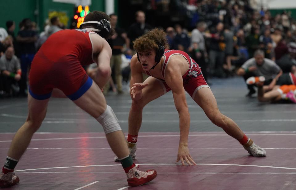 Ketchem's Matthew Masch wrestles in the 145-pound match in the round of 32 at the 2023 Eastern States Classic wrestling tournament at SUNY Sullivan County in Loch Sheldrake on Friday, January 13, 2023.