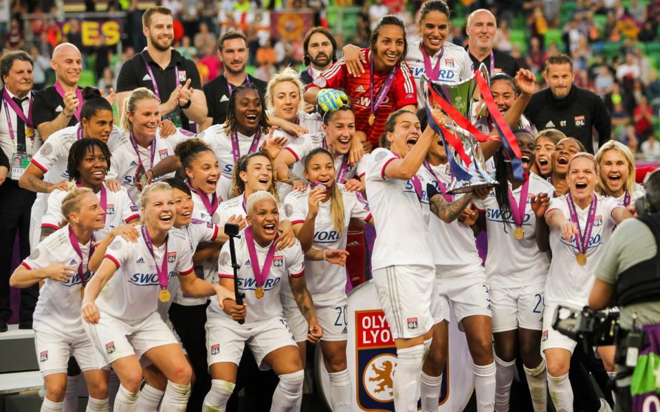 Lyon celebrate after winning the 2019 Womens Champions League Final - ACTION PLUS