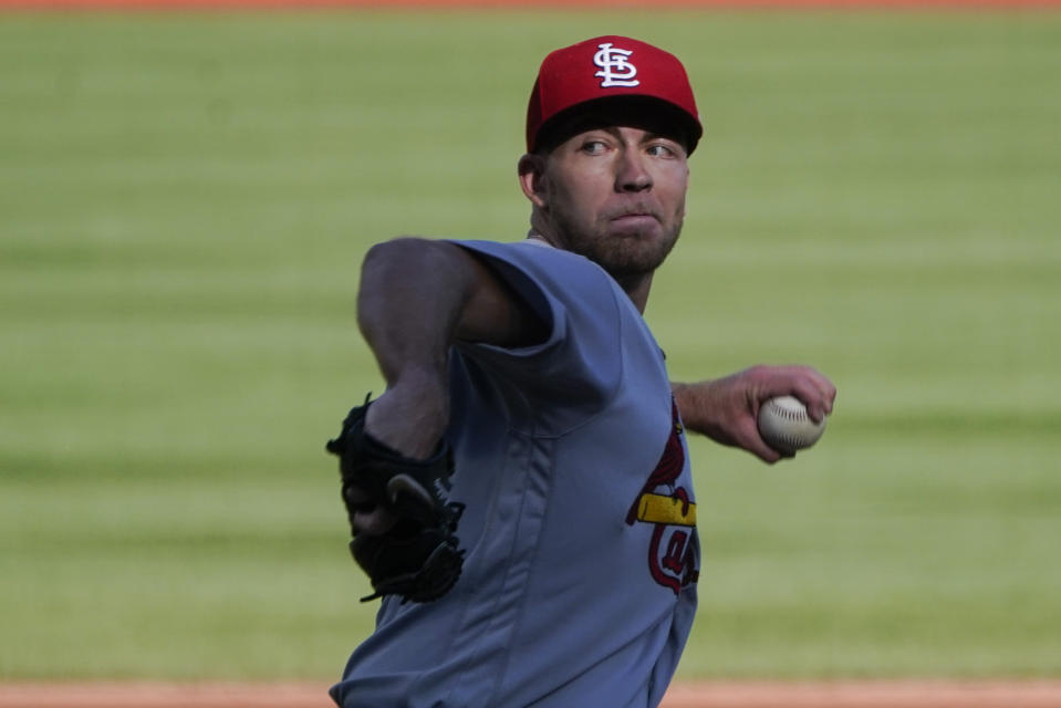 St. Louis Cardinals starter Matthew Liberatore pitches against the Pittsburgh Pirates during the first inning of a baseball game, Wednesday, Oct. 5, 2022, in Pittsburgh. (AP Photo/Keith Srakocic)