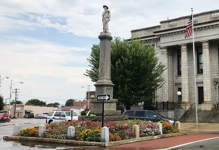 The Alamance County Confederate Monument, erected in 1914, is pictured outside the historic courthouse in Graham, North Carolina, U.S. August 23, 2017. REUTERS/Colleen Jenkins