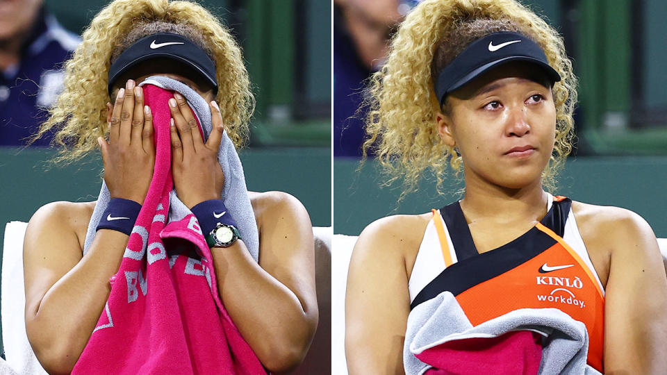 A heckler at Indian Wells left Naomi Osaka in tears during her shock second round loss. Pic: Getty