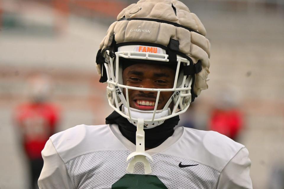 Florida A&M football defensive back Kendall Bohler during the third day of spring practice at Bragg Memorial Stadium in Tallahassee, Florida on Friday, March 10, 2023