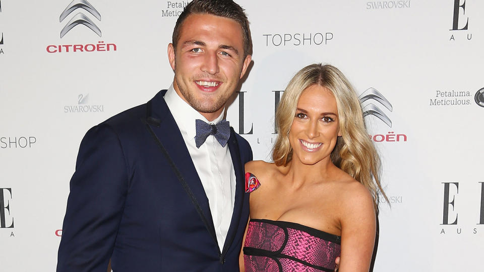 Sam Burgess and ex-wife Phoebe, pictured here at Elle Style Awards in 2014.