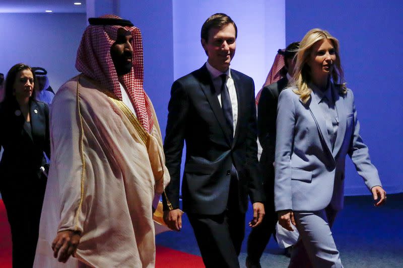 FILE PHOTO: Saudi Arabia's Deputy Crown Prince Mohammed bin Salman escorts White House senior advisors Jared Kushner and Ivanka Trump at the Global Center for Combatting Extremist Ideology in Riyadh, Saudi Arabia