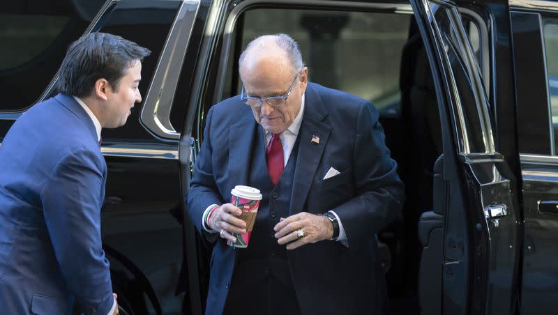 Former New York Mayor Rudy Giuliani arrives at the federal courthouse in Washington on Friday, Dec. 15, 2023.