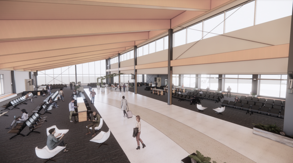 Rendering of the expanded floor plans of the airport gates. The Appleton International Airport plans to expand its terminal by 250 feet and add four new gates.