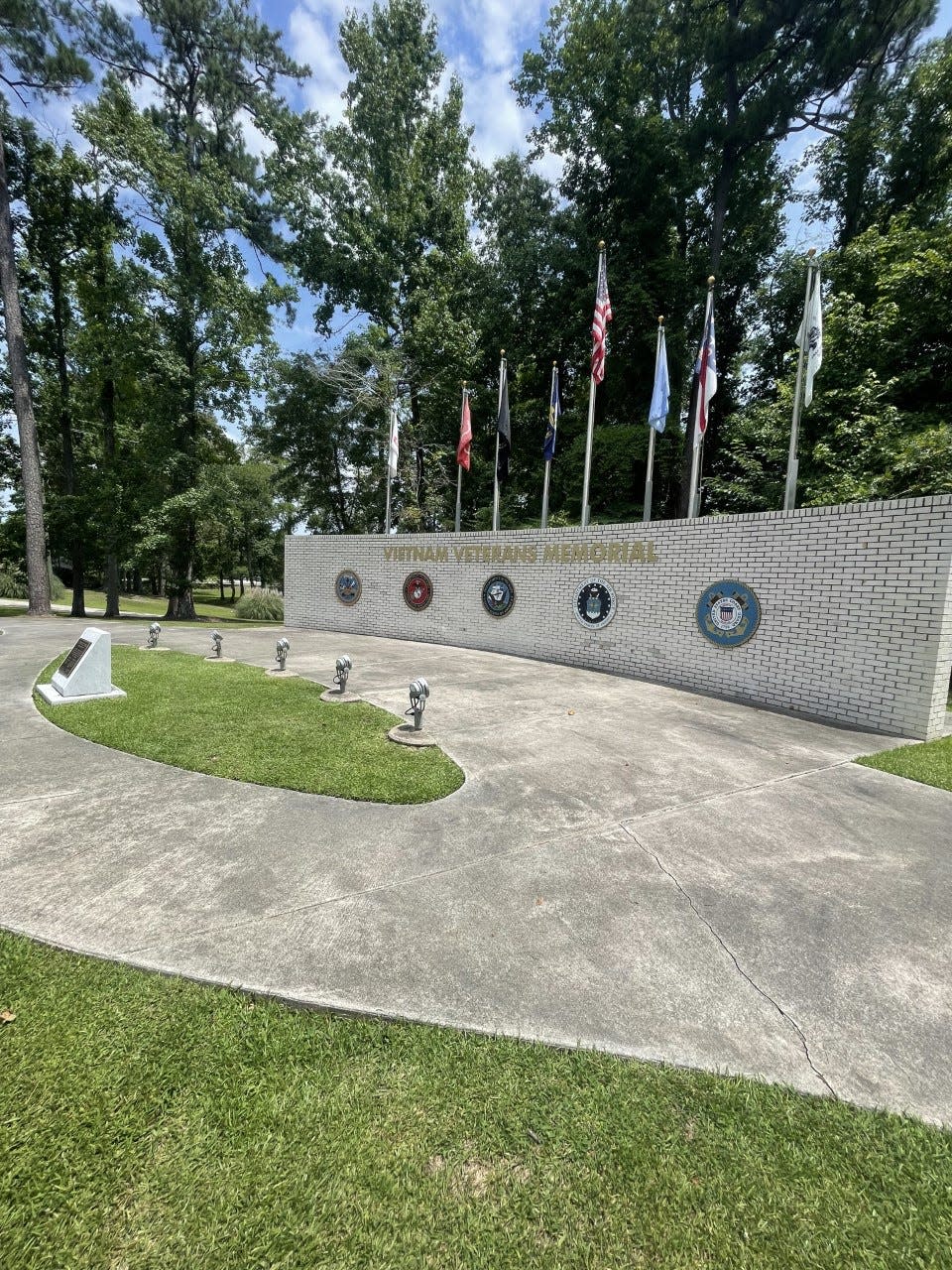 The Vietnam Veterans Memorial is located at the Lejeune Memorial Gardens.