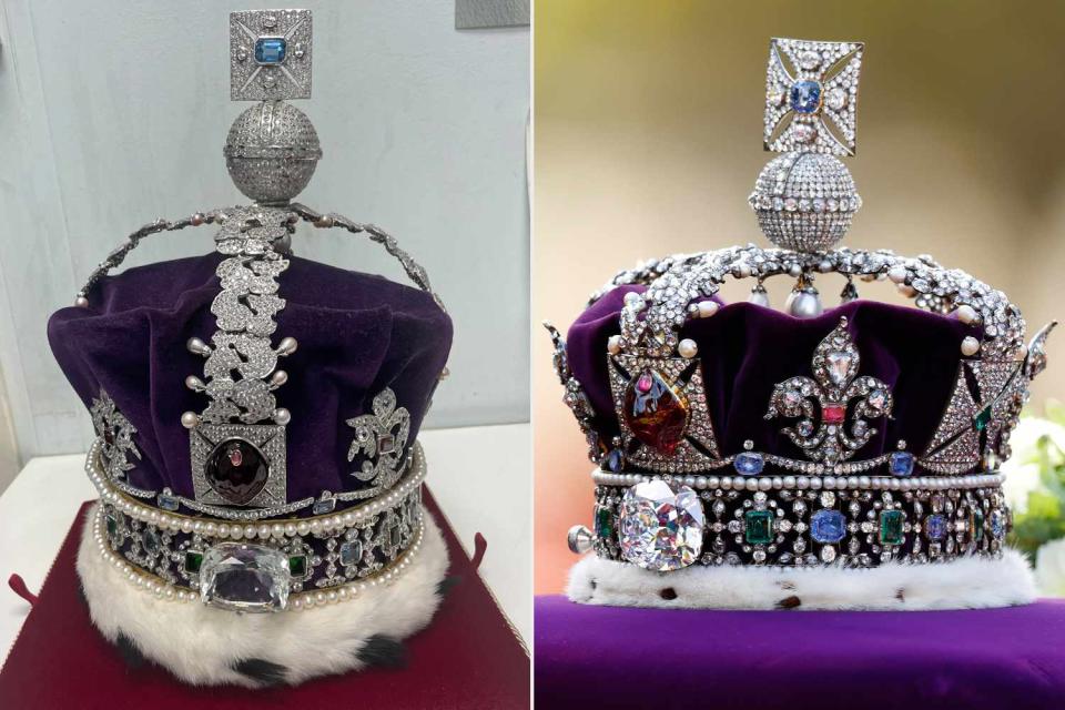 <p>Simon Perry; Max Mumby/Indigo/Getty</p> The Imperial State Crown and a replica