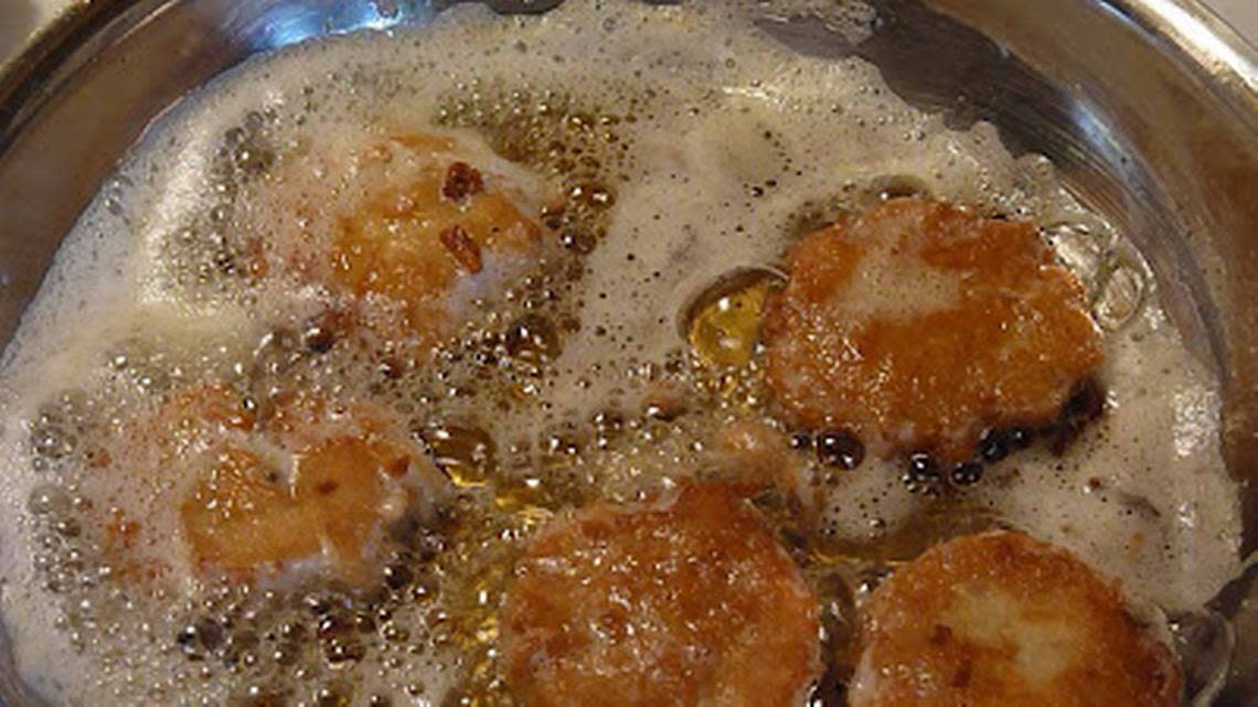 Latkes frying for Chanukah, in a photo submitted by News & Observer reader Alan Magid of Durham.