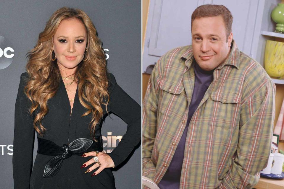 <p>getty (2)</p> Leah Remini (left) and the Kevin James meme circulating the internet