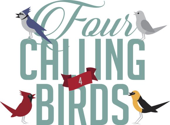 An illustration shows four calling birds