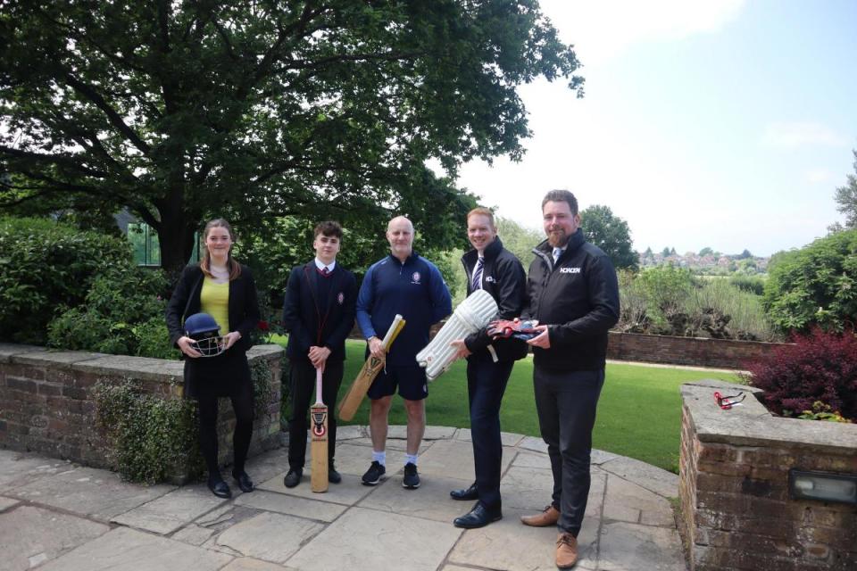 L to R: Kings Worcester pupils Ruby Collins, Joe Tucker and foundation director of sport Jonny Mason with Howden’s James Parker and Jonathan Fletcher <i>(Image: Howden's Worcester)</i>