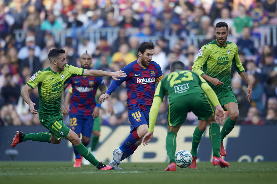 Lionel Messi of Barcelona in action during the Liga match between FC Barcelona and SD Eibar SAD at Camp Nou on February 22, 2020 in Barcelona, Spain. (Photo by Jose Breton/Pics Action/NurPhoto via Getty Images)