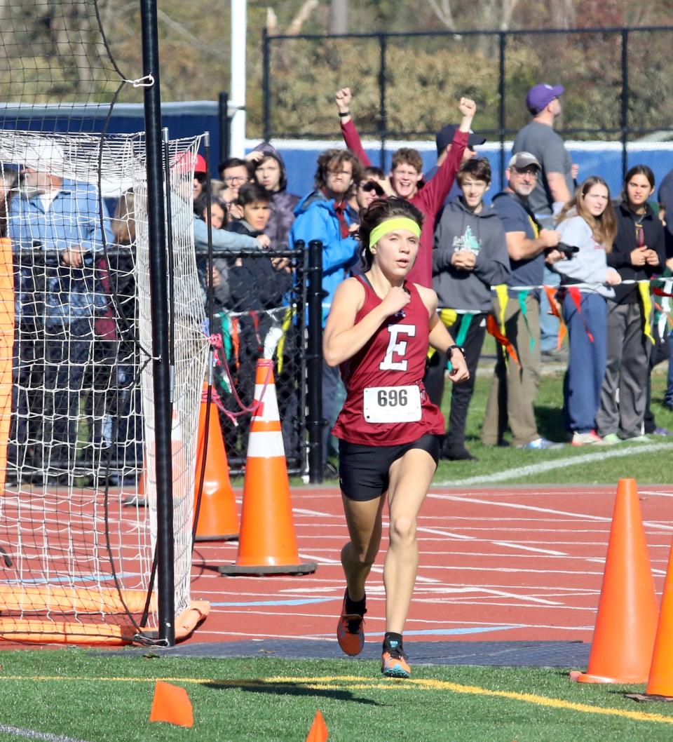 Elmira's Vicky Mordvinova finished third in the girls race at the 2022 STAC Cross Country Championships on Oct. 22, 2022 at Owego Free Academy.