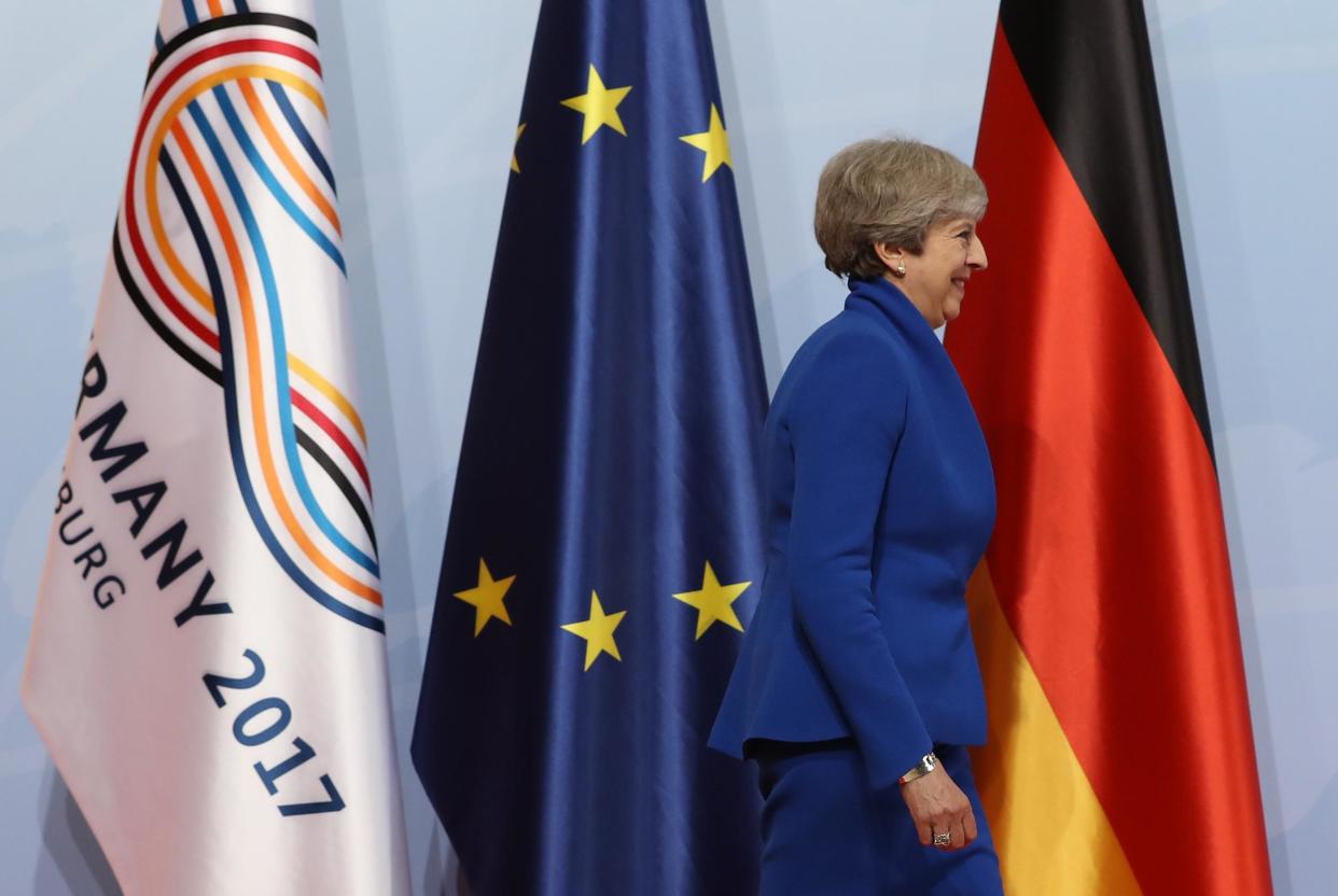 Theresa May arrives at the G20 summit in Hamburg: Getty Images