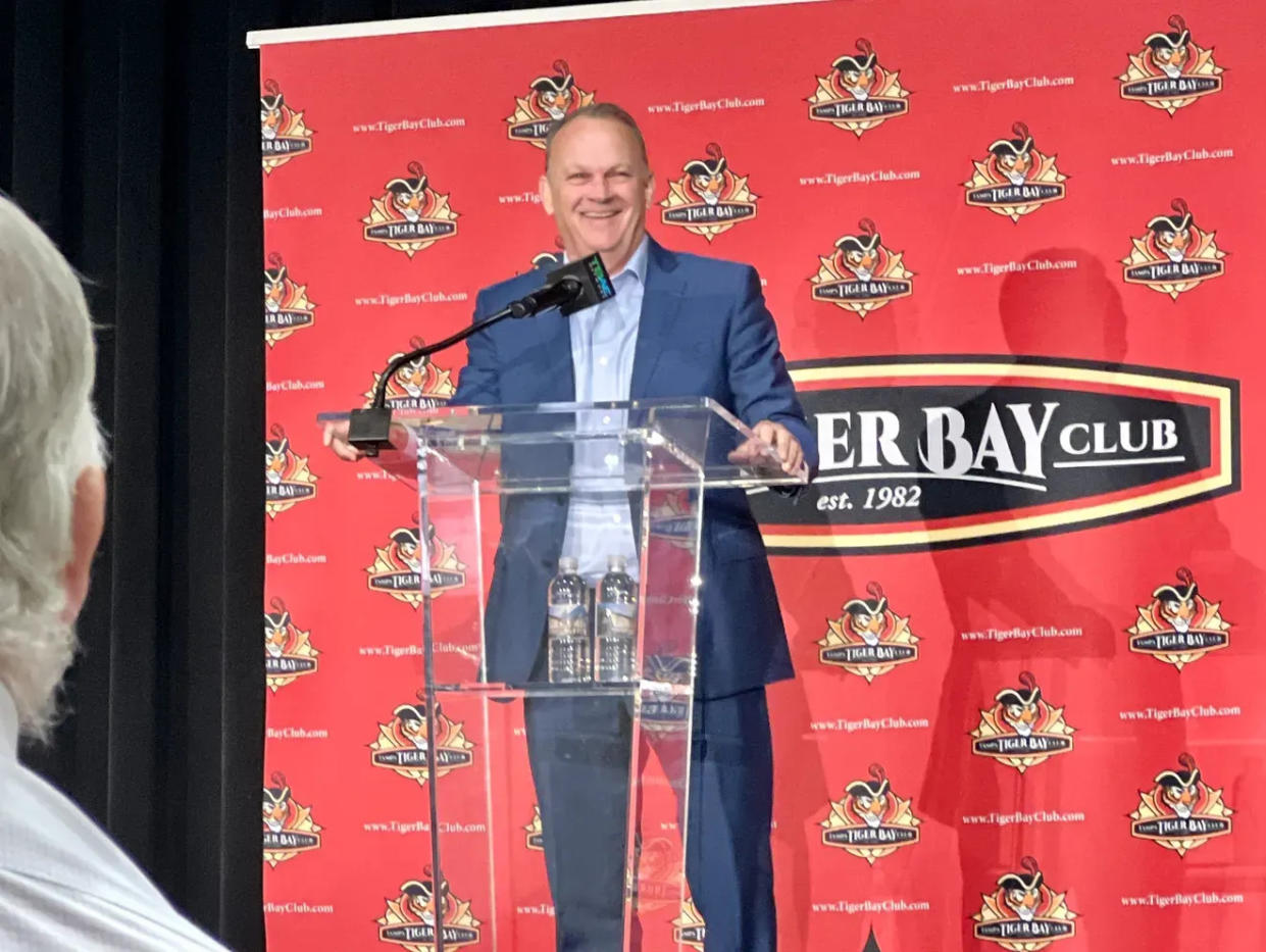 New College Interim President Richard Corcoran speaks at the Tampa Tiger Bay Club on Sept. 15.