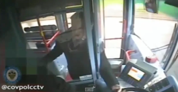 Angry passenger grabs steering wheel while bus moving (video)