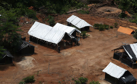 A miners' camp is seen at an illegal gold mine during an operation conducted by agents of the Brazilian Institute for the Environment and Renewable Natural Resources, or Ibama, in national parks near Novo Progresso, southeast of Para state, Brazil, November 5, 2018. REUTERS/Ricardo Moraes