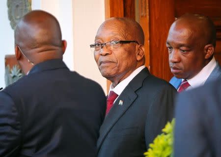 FILE PHOTO: President Jacob Zuma leaves Tuynhuys, the office of the Presidency at Parliament in Cape Town, South Africa, February 7, 2018.