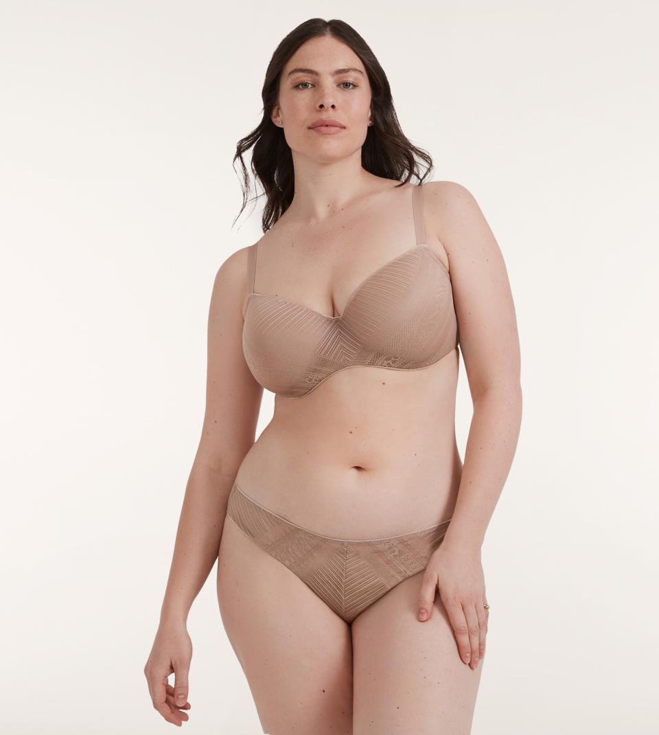 <a href="https://www.thirdlove.com/" target="_blank" rel="noopener noreferrer">Thirdlove</a> has become well-known for its size-inclusive offerings, with bras ranging from A to I cups. And while the company does&nbsp;offer some of the more traditional lacy lingerie styles, it also has plenty of minimal options, like this Everyday Lace set.&nbsp;<br /><br />Bra available in sizes 30A to 48I; underwear available in sizes XS to XXXL.&nbsp;<br /><br /><strong>Get the Thirdlove <a href="https://www.thirdlove.com/products/everyday-lace-t-shirt-bra-taupe" target="_blank" rel="noopener noreferrer">everyday lace bra for $76</a> and matching <a href="https://www.thirdlove.com/products/everyday-lace-bikini-taupe" target="_blank" rel="noopener noreferrer">everyday lace bikini for $24.</a></strong>