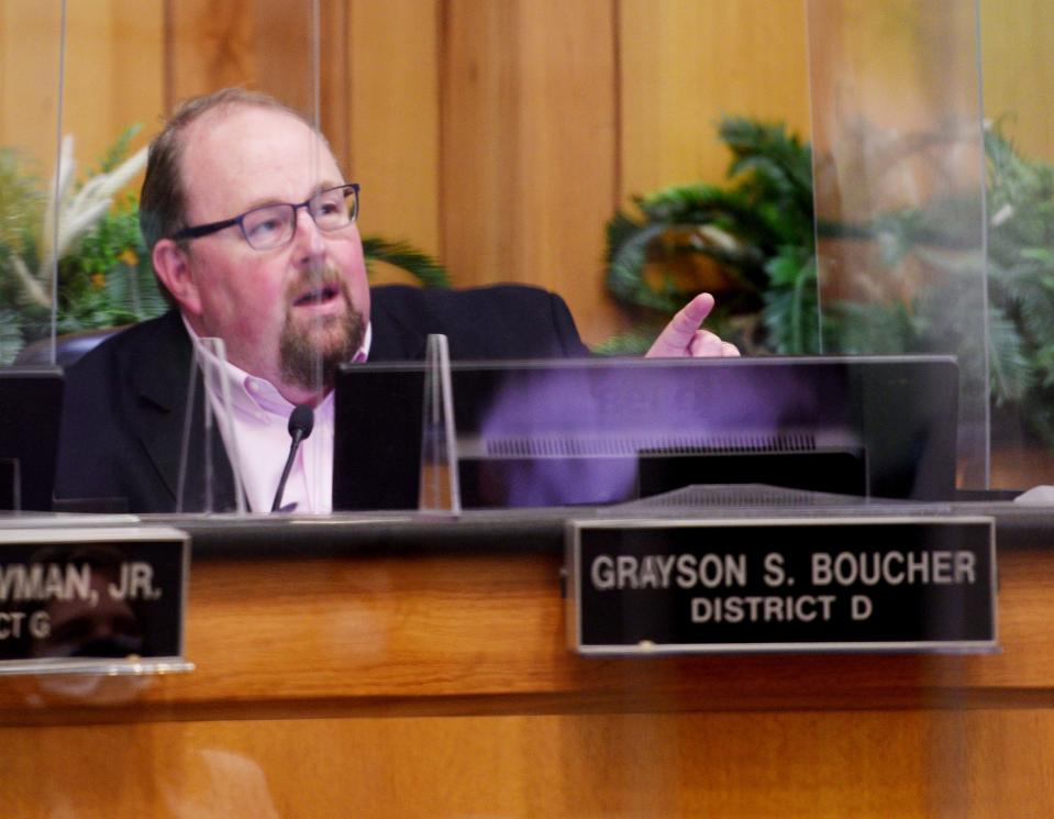 District D councilman Grayson Boucher during the Shreveport City Council meeting on October 12, 2021, at Government Plaza. 