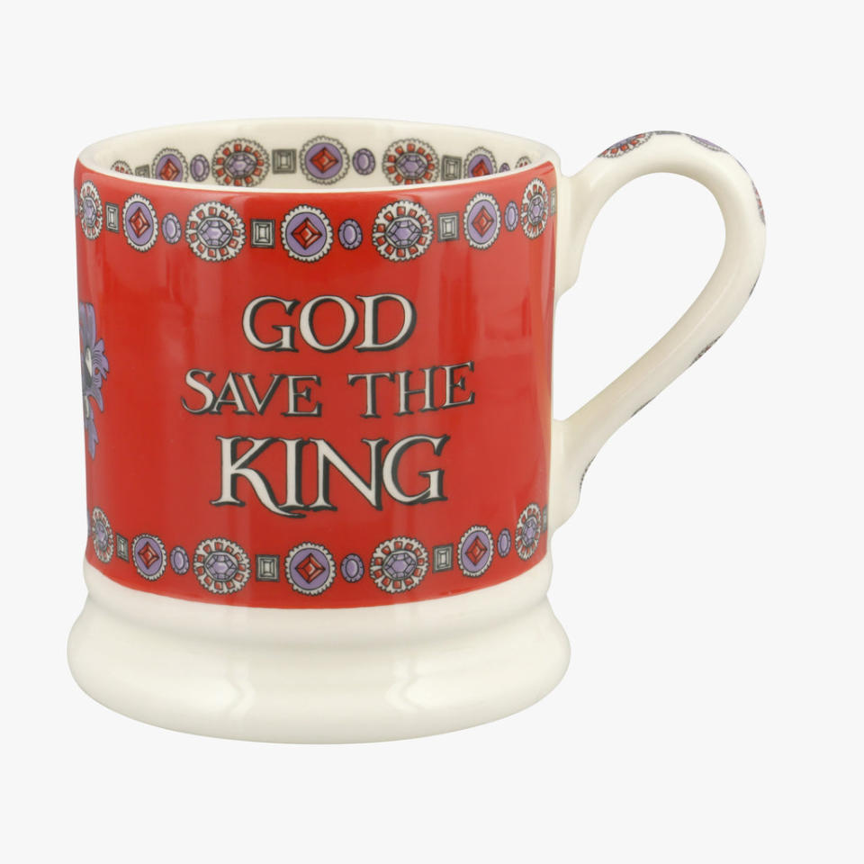 <p><a href="https://us.emmabridgewater.com/products/god-save-the-king-1-2-pint-mug" rel="nofollow noopener" target="_blank" data-ylk="slk:Shop Now;elm:context_link;itc:0;sec:content-canvas" class="link ">Shop Now</a></p><p>God Save the King 1/2 Pint Mug</p><p>$28.70</p><p>emmabridgewater.com</p>