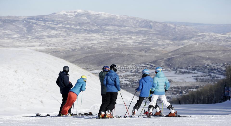 FILE - This Nov. 23, 2013, file photo, shows skiers at Park City Mountain Resort, in Park City, Utah. A coalition of Utah ski resort managers from Alta Ski Area, Brighton Resort, Canyons Resort, Deer Valley Resort, Park City Mountain Resort, Snowbird Ski and Summer Resort and Solitude Mountain Resort are reviving their plans for a series of interconnected chairlifts that would link seven ski areas that would give the state a Euro-style experience. (AP Photo/Rick Bowmer, File)