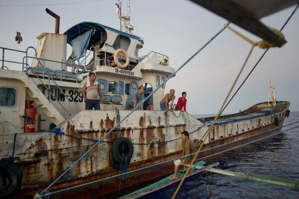 A tuna fishing boat from General Santos City in Mindanao, gives the