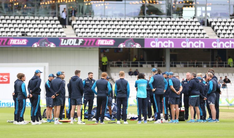 England’s players shared a moment’s silence in honour of Dexter prior to the second day at Headingley (Nigel French/PA) (PA Wire)