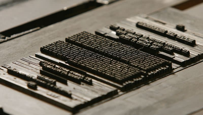 The Book of Mormon title page on the Grandin Press on display at the Church History Museum in Salt Lake City in 2009.