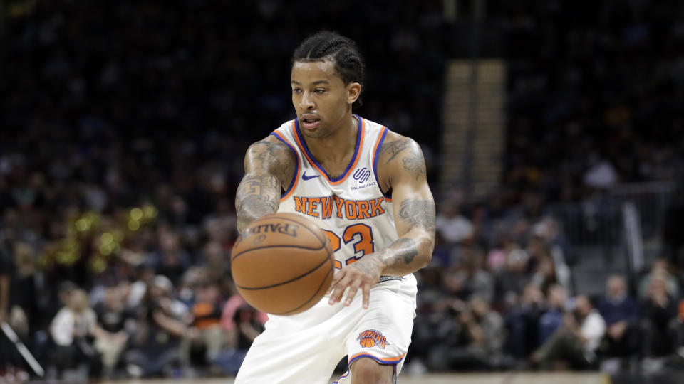 Trey Burke offers a lot of offensive upside, but is stuck in a battle with Frank Ntilikina at the point guard position. (AP Photo/Tony Dejak)