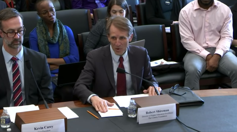 Robert Shireman speaking in Congress on March 12, 2019. (Screenshot: YouTube/The Departments of Labor, Health and Human Services, Education, and Related Agencies)