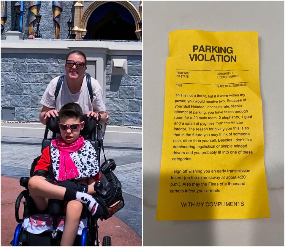 Preview of Tricia and Mason Proefrock alongside a fake "parking violation" they received while at Disney World.