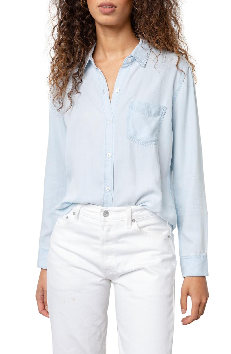 Rails Ingrid Raw Hem Chambray Shirt. Image via Nordstrom.