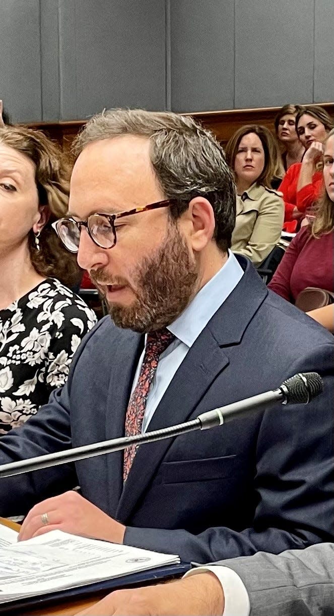 Louisiana Public Health Officer Dr. Joe Kanter testifies in favor of adding COVID-19 vaccines to the list of required schools shots during a House Health and Welfare Committing hearing Dec. 6, 2021.